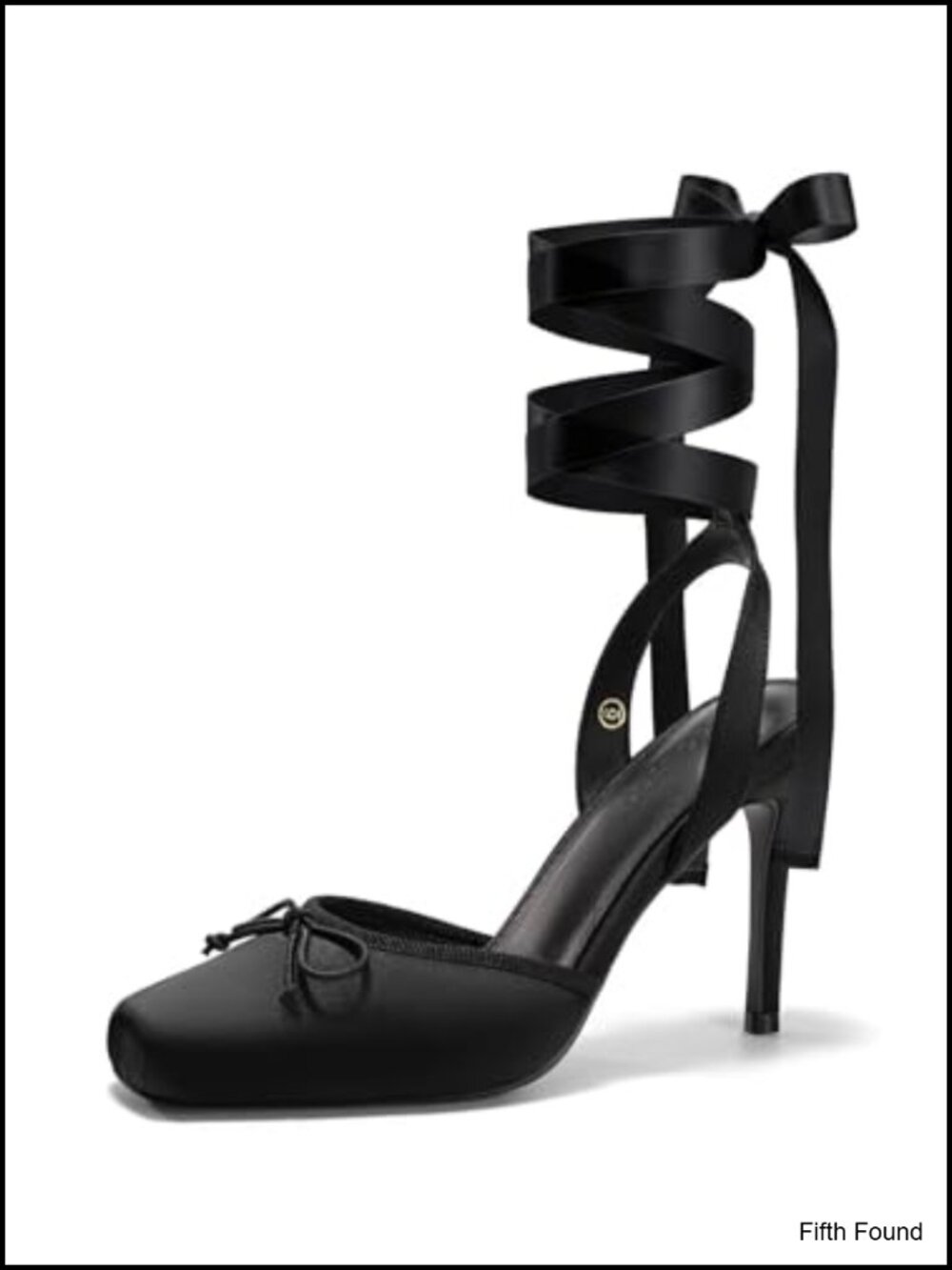 Satin Closed Square Toe Ballerina Heels with Lace Up Bow